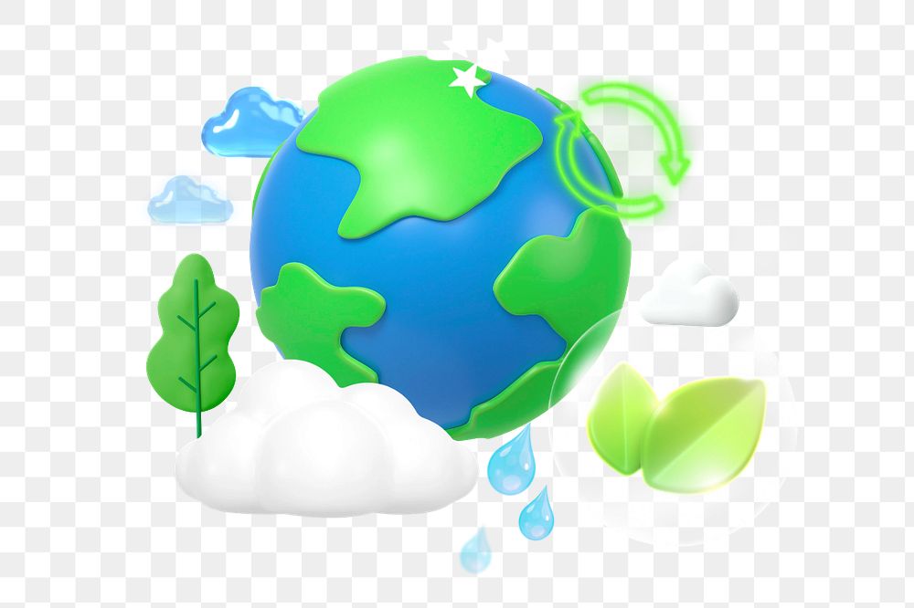 World environment day element group, editable 3D remix