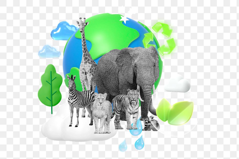 Save animals element group, editable 3D remix