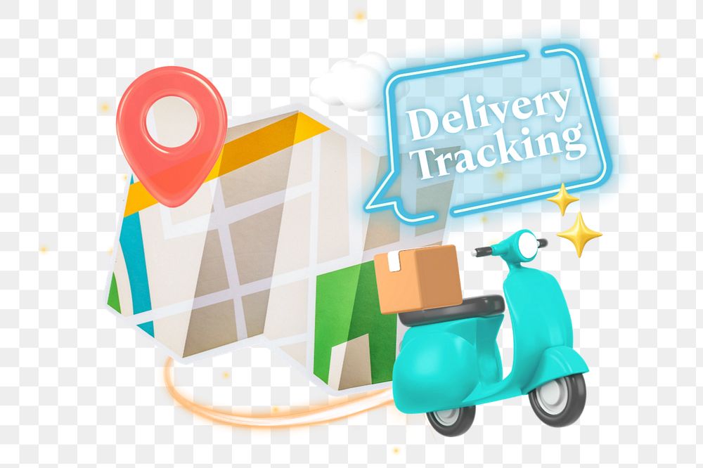 Delivery tracking, editable word, 3D remix