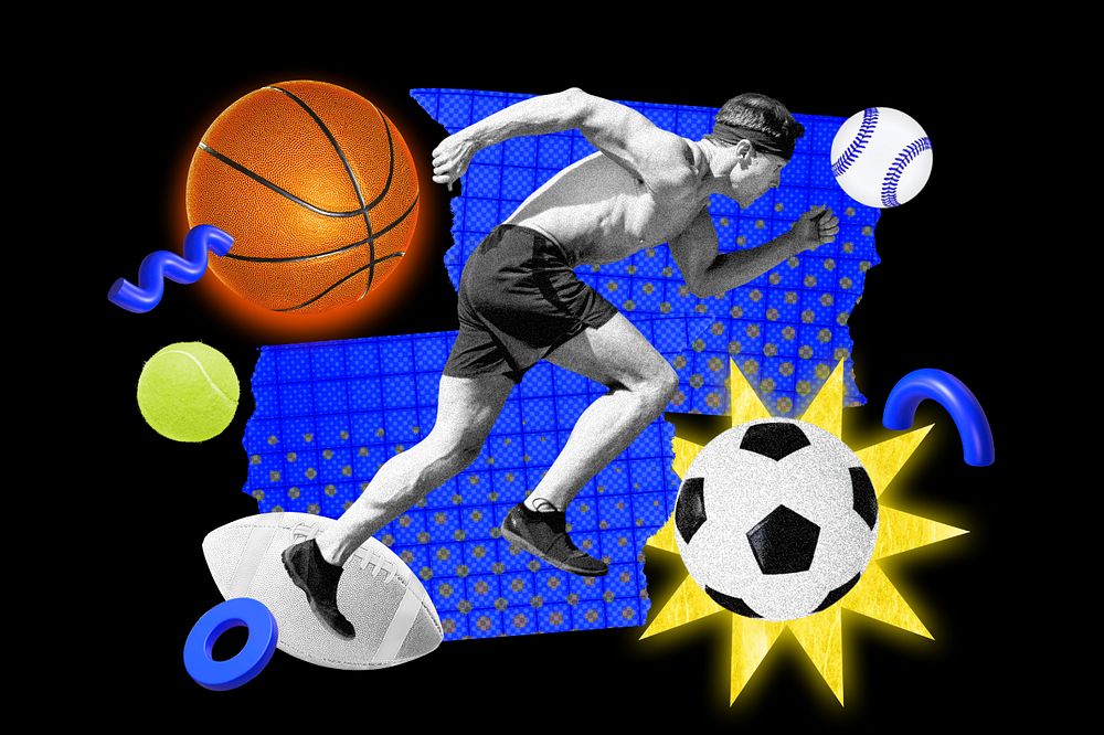 Sports lover collage remix, editable design