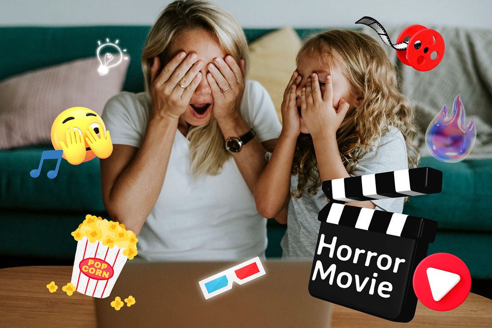 Horror movie, editable entertainment word, 3D remix