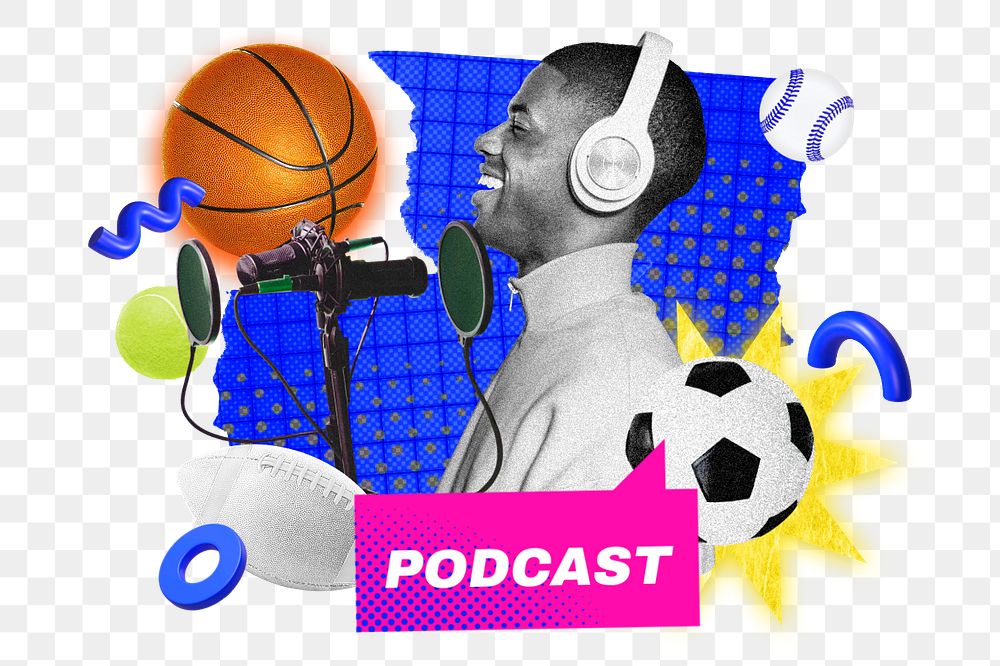 Podcast png element, editable collage remix design