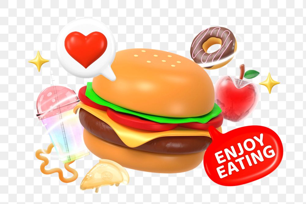 Enjoy eating png element, editable collage remix design