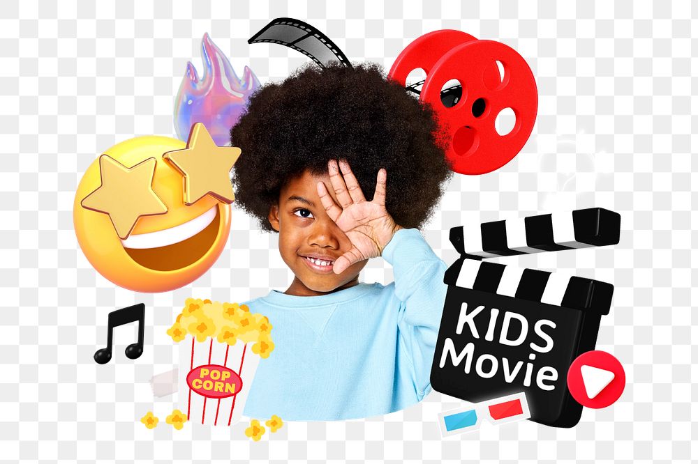 Kids movie, editable entertainment word, 3D remix