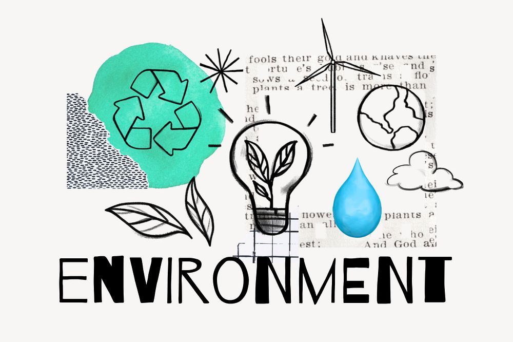 Sustainable energy, environment doodle remix, editable design