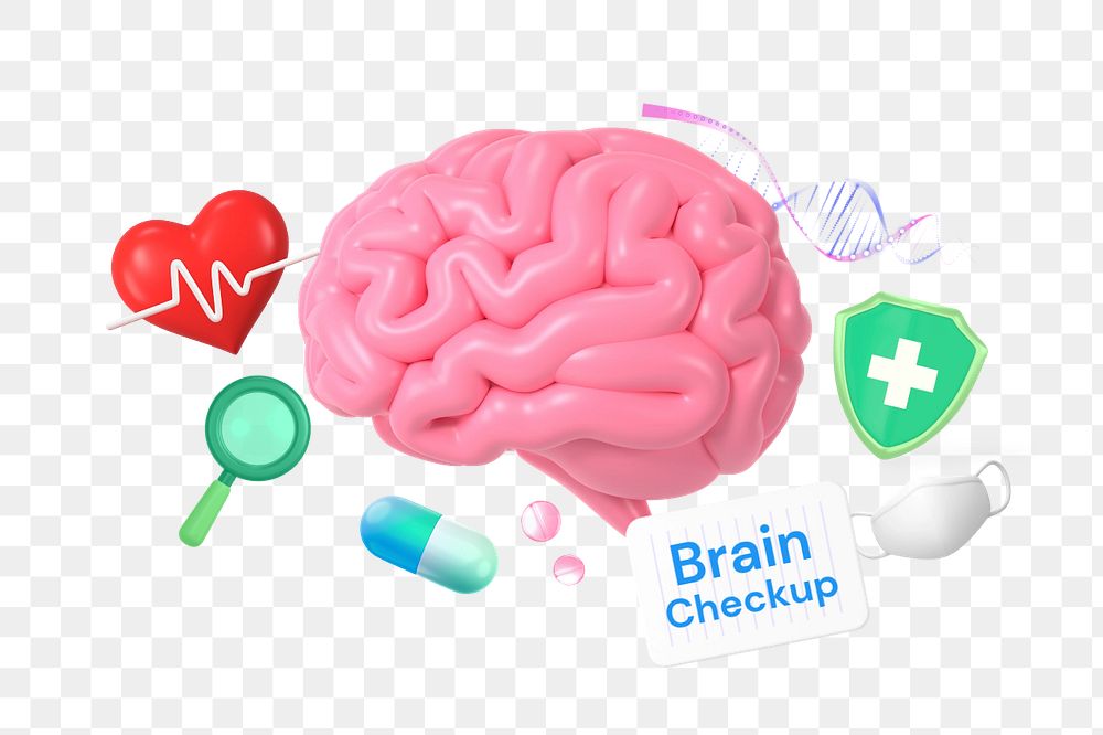 Brain checkup, editable word, 3D remix