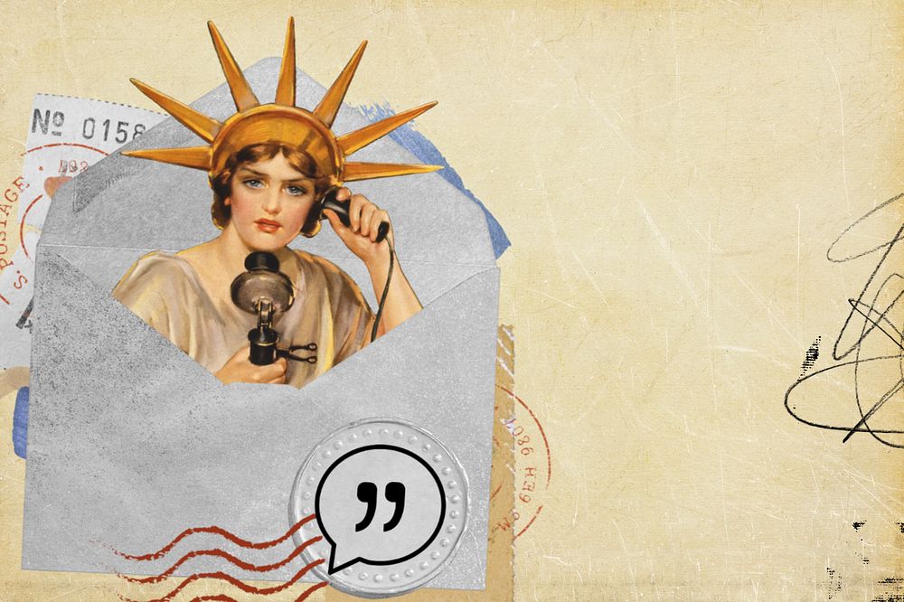 Statue of Liberty background, vintage envelope collage, remixed by rawpixel, editable design