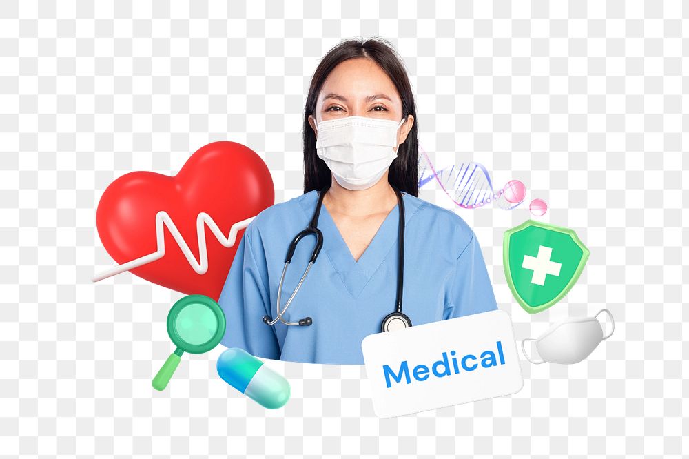 Medical nurse, editable word, 3D remix