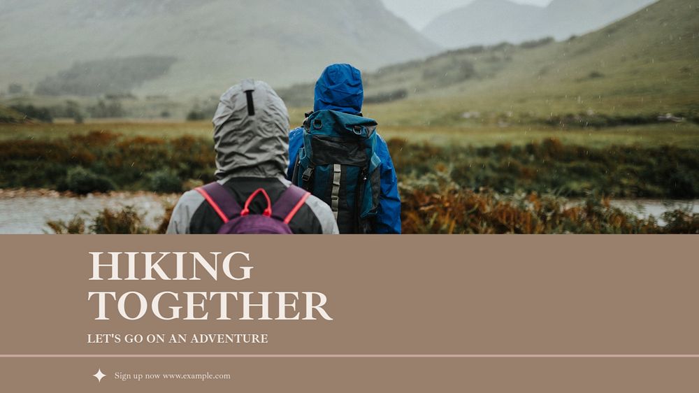 Hiking club blog banner template, editable text & design