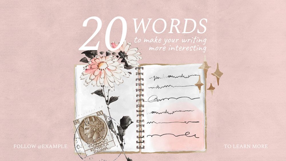 Creative writing words banner template, editable design