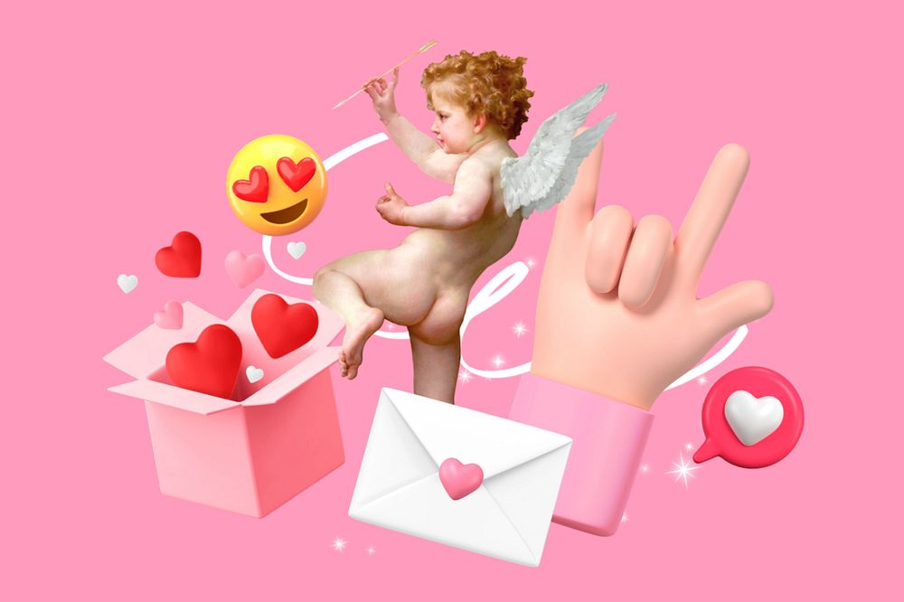 Valentine's cupid collage remix, editable design