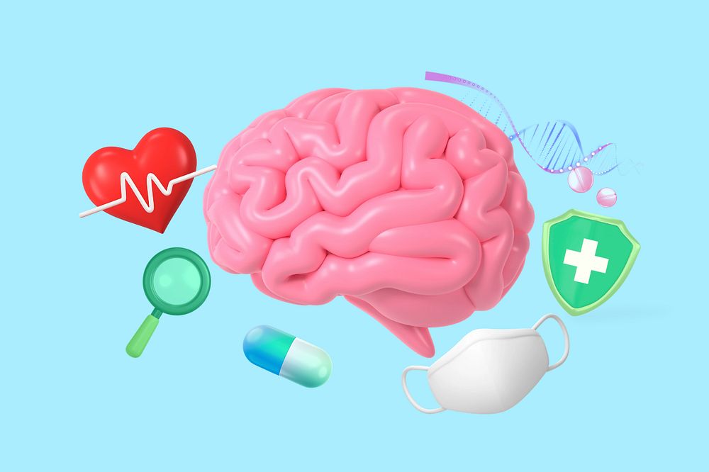 Brain health, editable 3d remix design