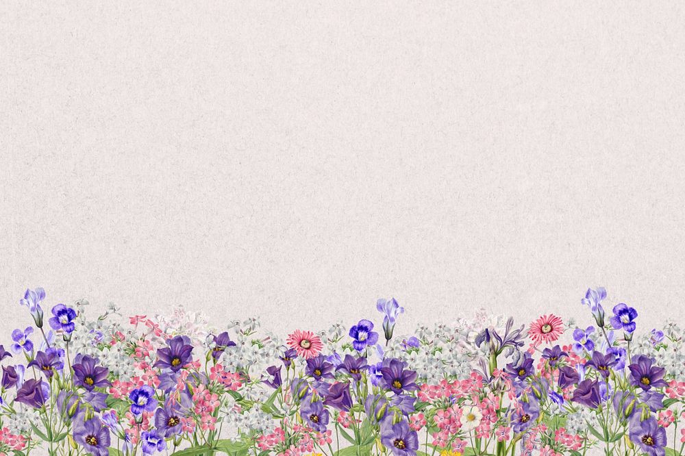 Aesthetic purple wildflower background, botanical border, editable design