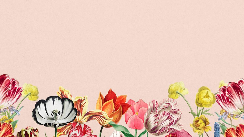 Pink exotic flowers phone wallpaper, colorful botanical border background, editable design