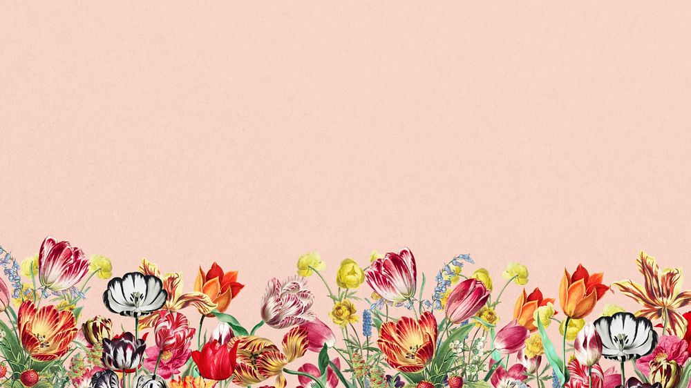 Pink exotic flowers phone wallpaper, colorful botanical border background, editable design