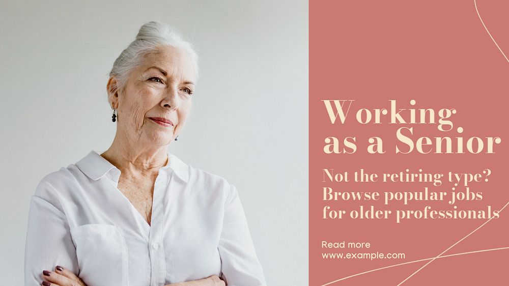 Older people jobs blog banner template, editable text & design