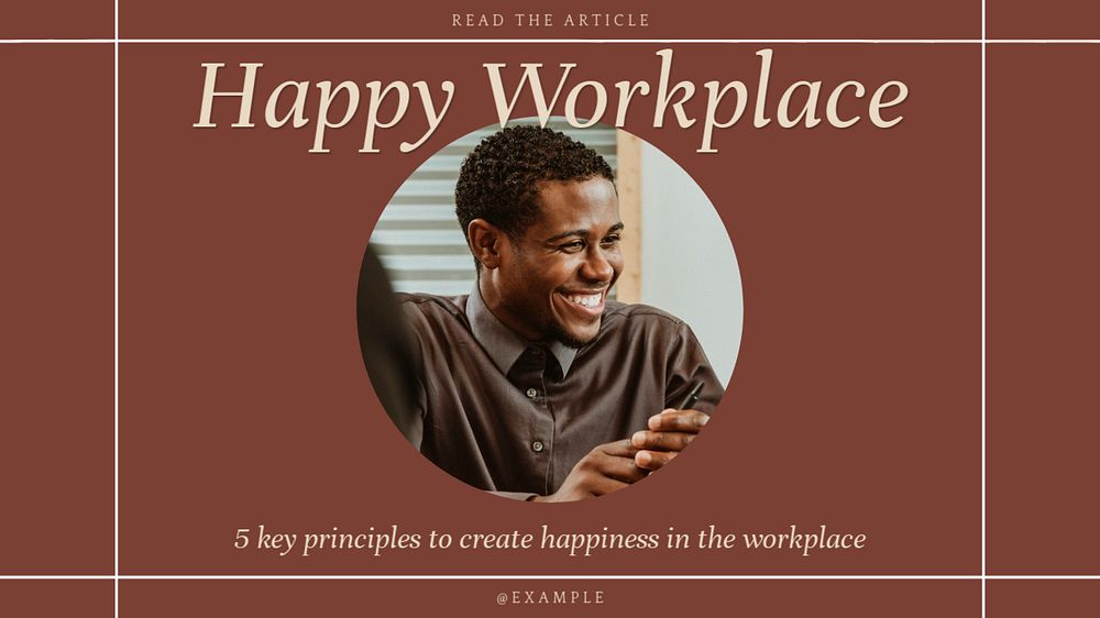 Happy workplace blog banner template, editable text & design