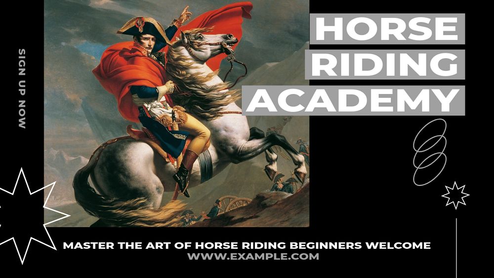 Horse riding academy blog banner template, editable ad