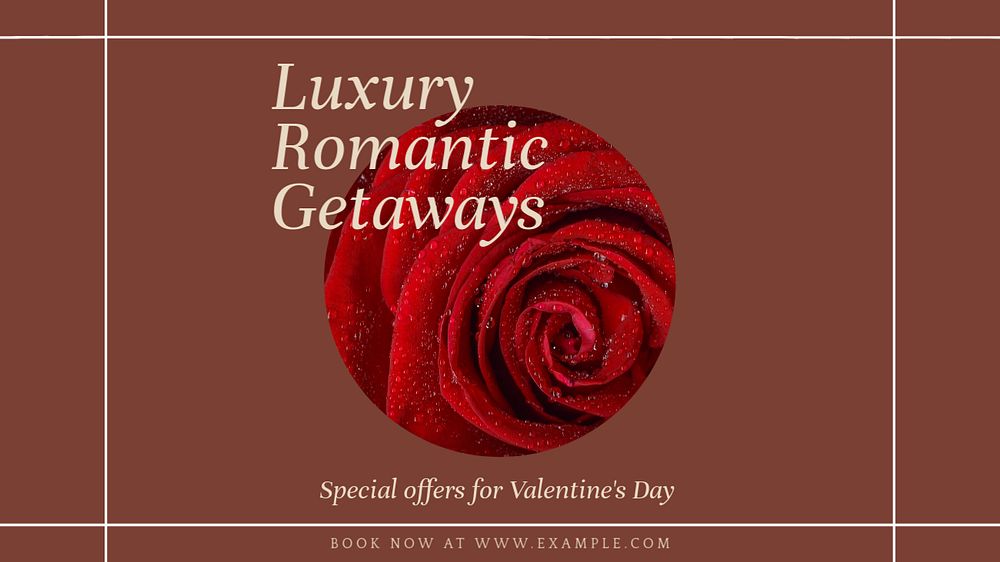 Luxury romantic getaway blog banner template, editable text & design