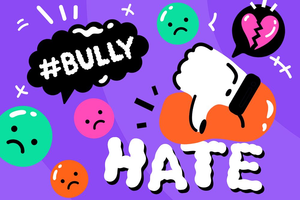 Bullying illustration background, editable colorful design