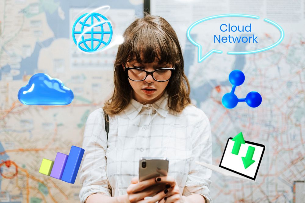 Cloud network collage remix, editable design