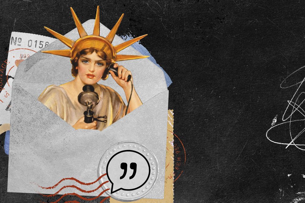 Statue of Liberty background, vintage envelope collage, remixed by rawpixel, editable design