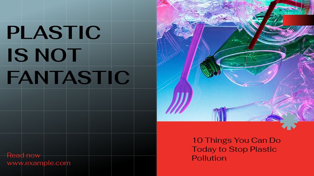 Plastic pollution blog banner template, editable ad