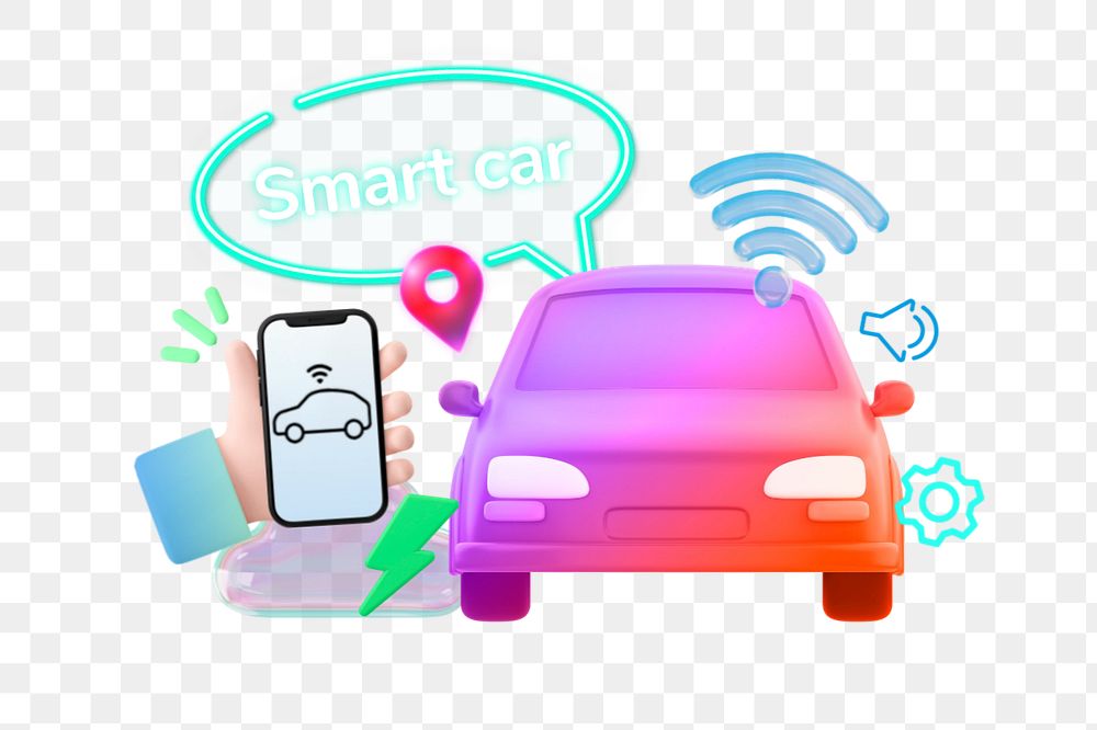 Smart car png element, editable collage remix design