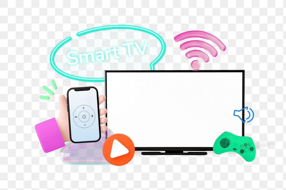 Smart TV png element, editable collage remix design