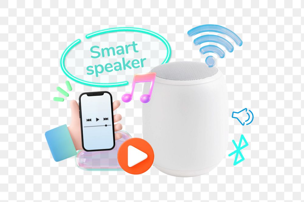 Smart speaker png element, editable collage remix design