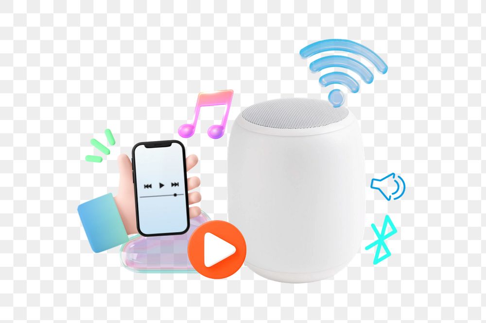 Smart speaker png element, editable collage remix design