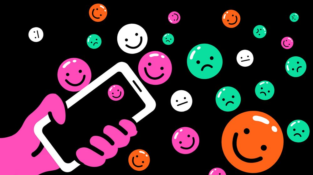 Social media reactions desktop wallpaper, editable colorful design