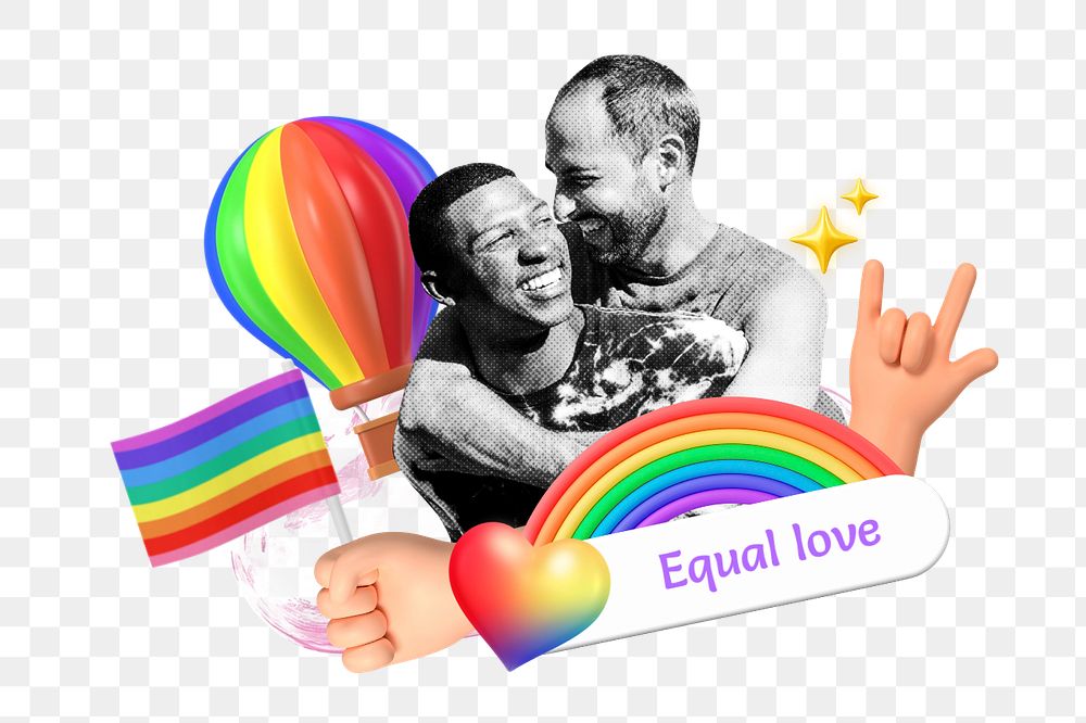 Equal love png element, editable collage remix design