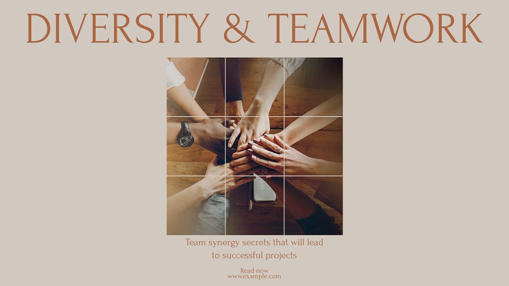 Diversity work teamwork blog banner template, editable text & design