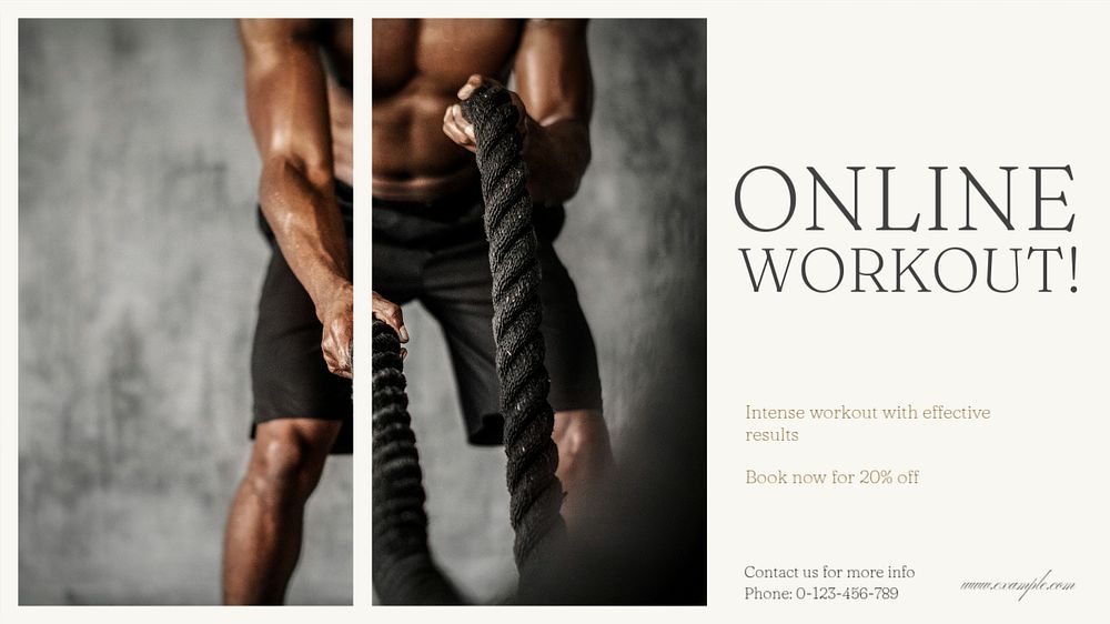 Online workout blog banner template, editable text & design