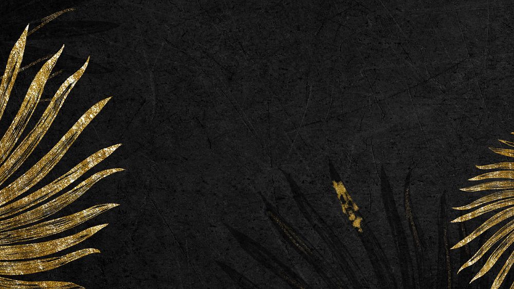 Palm leaf border desktop wallpaper, black botanical background, editable design