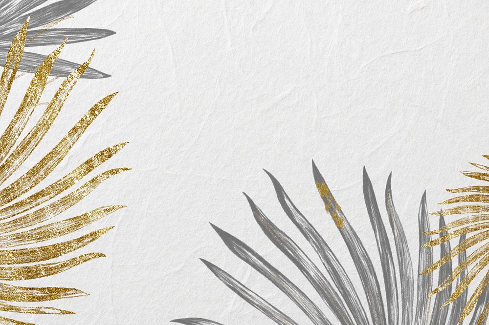 Palm leaf border background, off-white botanical, editable design