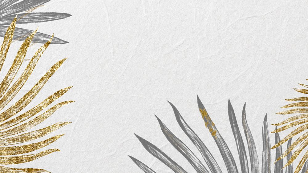 Palm leaf border desktop wallpaper, off-white botanical background, editable design