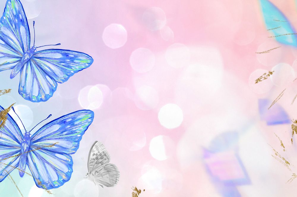 Dreamy butterfly pastel background, aesthetic sky, editable design