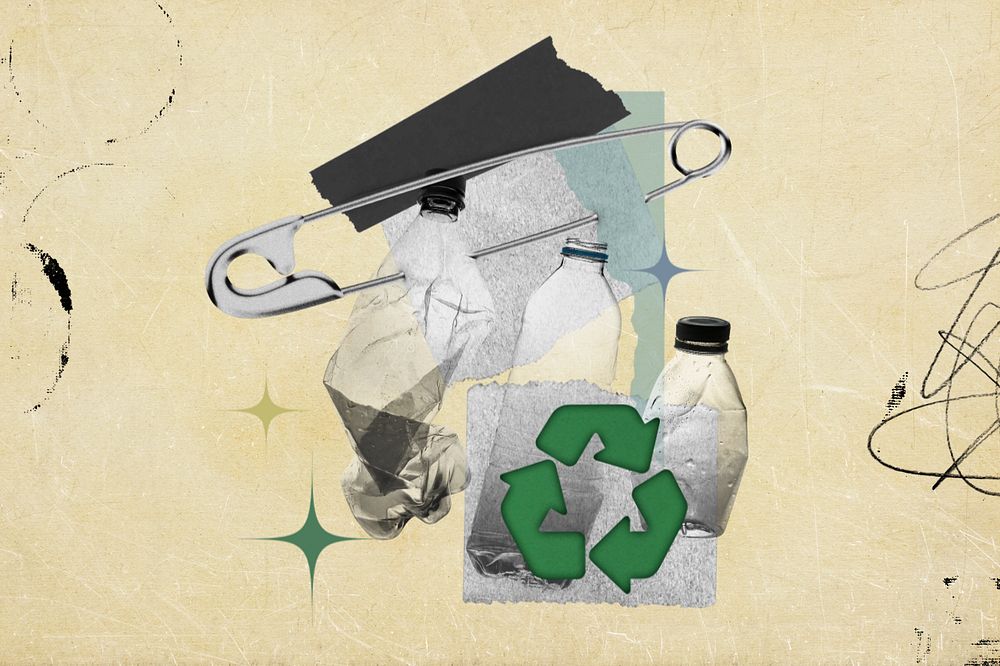 Recycling environment collage background, creative paper crafts, editable design