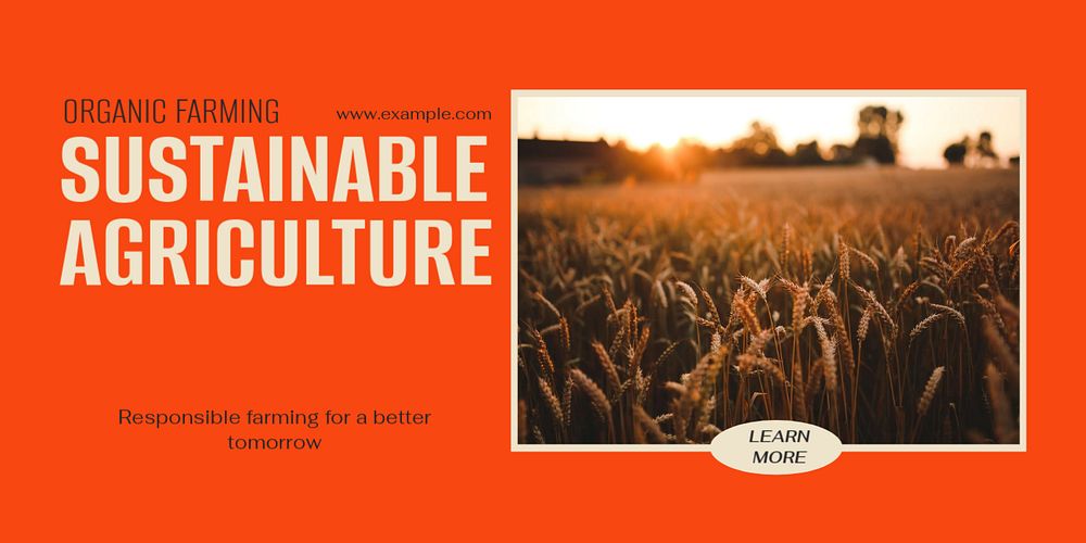 Sustainable agriculture Twitter ad template, editable text & design