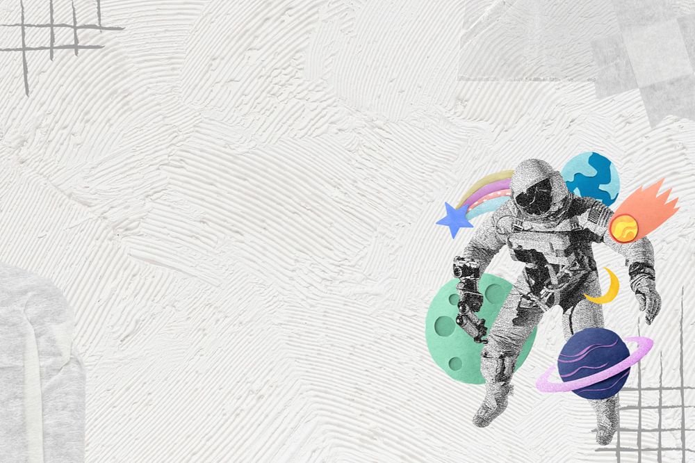 Astronaut space aesthetic background, paper collage art, editable design