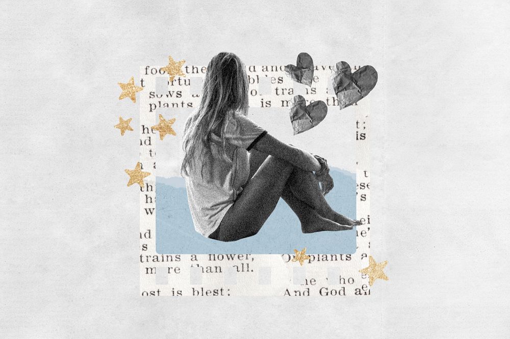 Aesthetic self-love collage remix, editable instant photo frame design