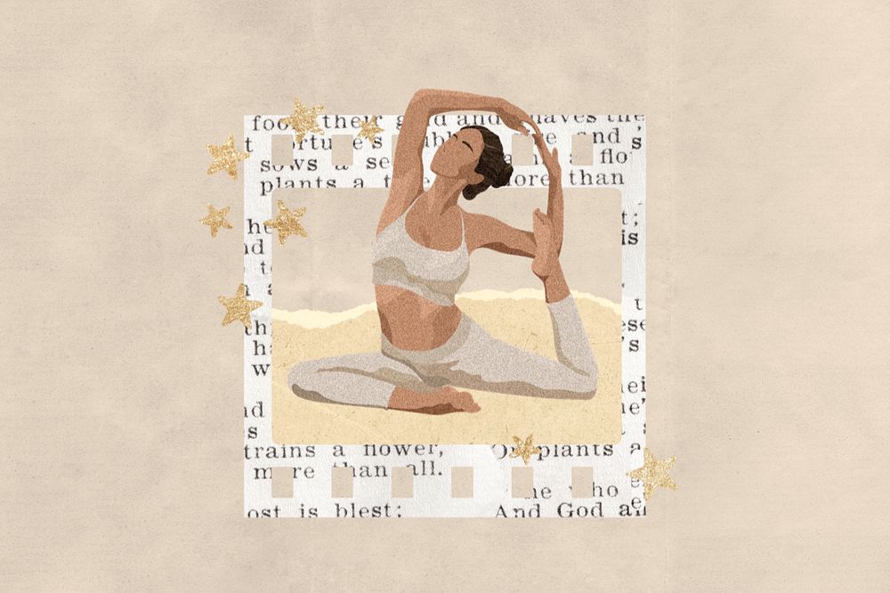 Editable yoga collage remix, aesthetic instant photo frame design