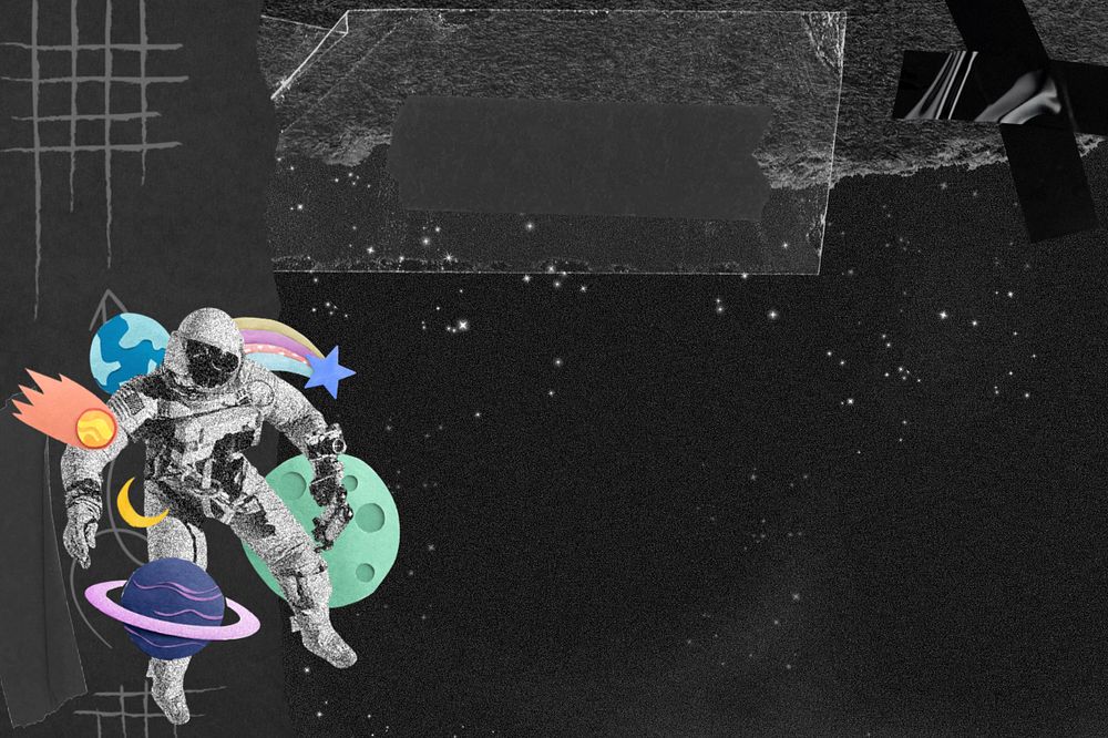 Astronaut space background, galaxy collage art, editable design