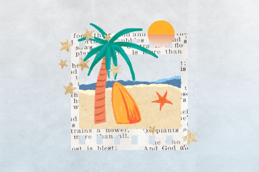 Editable Summer vacation collage remix, aesthetic instant photo frame design