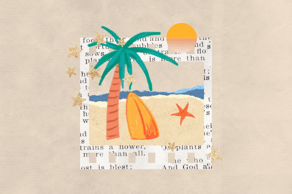 Aesthetic Summertime collage remix, editable instant photo frame design