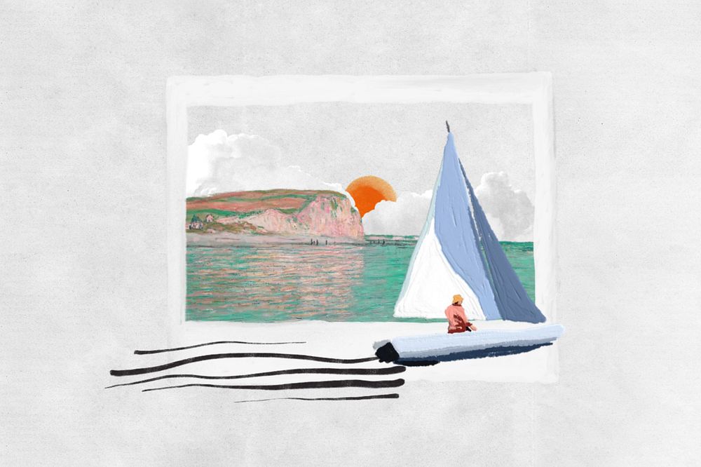 Aesthetic sailing collage remix, editable instant photo frame design