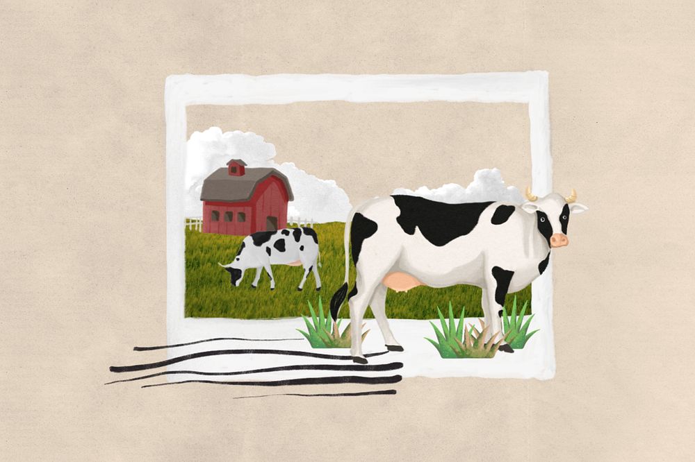 Editable farming collage remix, aesthetic instant photo frame design