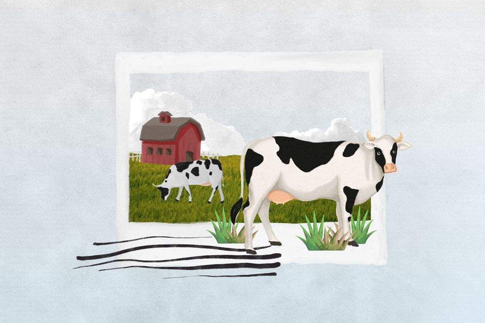 Aesthetic farming collage remix, editable instant photo frame design